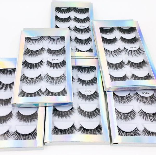 

handmade reusable thick mink fake lashes set 5 pairs false eyelashes laser packaging eyelash extensions dhl free