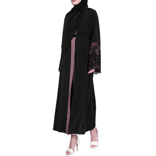 

abaya women clothes fashion 2020 moroccan caftan lace islam robe musulman ramadan party elegant abaya muslim robe #w, Red