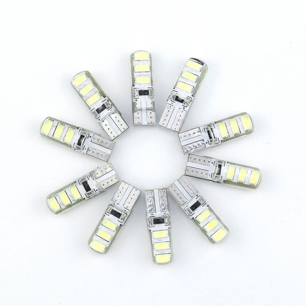 

10pcs hid kit 12v w5w 168 194 led bulbs crystal lamp white t10 5630 6smd car side marker dome license plate light