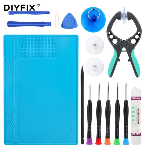 

diyfix mobile phone repair tools screwdriver open tool set heat insulation silicone pad for bga soldering repair diy tools set