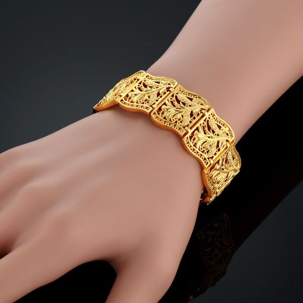 

gold color womens leaf bracelet jewelry wristband 19mm 20cm chunky big chain bracelets bangles for men fathers day gifts, Golden;silver