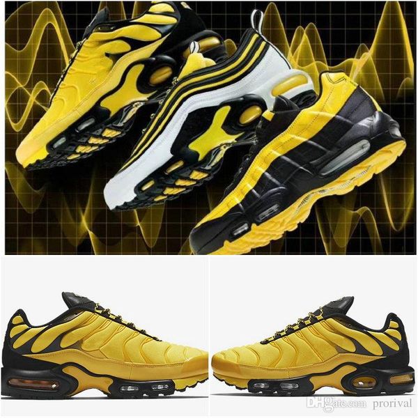 

2019 new arrival tn plus yellow frequency pack sports running shoes for mens women trainers designer sneakers size 36-46