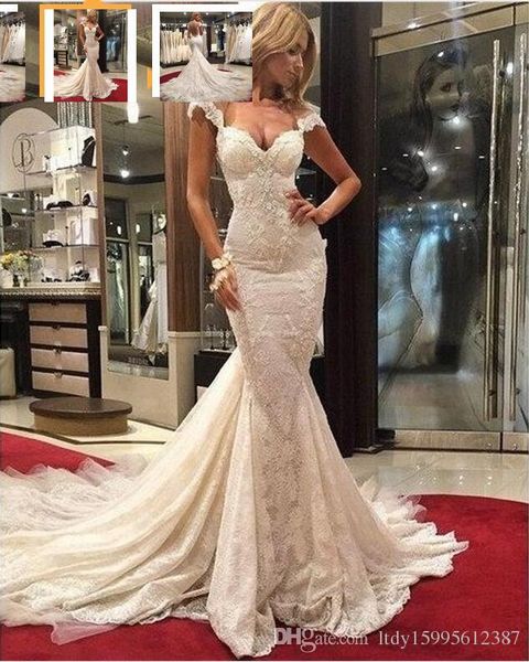 

lace applique on satin vestido de novia bridal gown 2019 new robe de mariage beautiful lace mermaid wedding dresses 018, White