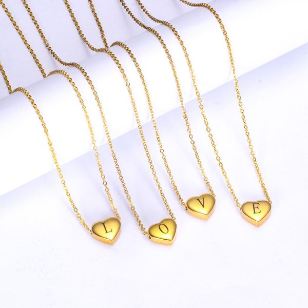 

fashion stainless steel letter pendant necklace for women jewelry accessories gold color initial alphabet necklaces wholesale, Silver