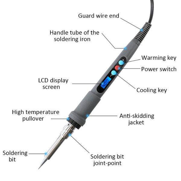 

high-tech solder iron internal heating adjustable digital-control thermostatic lead-60w electric soldering iron suit