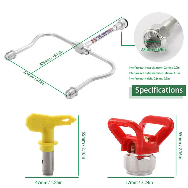 

meterk airless spray machine accessories airbrush tool kit contains one extension rod two nozzles and two nozzle seat guards