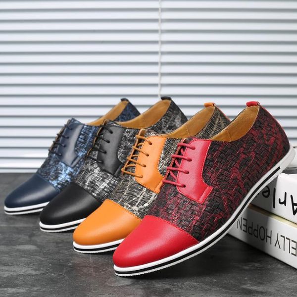 

summer casual mens designer shoes tide lace up patchwork men casual shoes new party night club men plus size shoes 7-12, Black