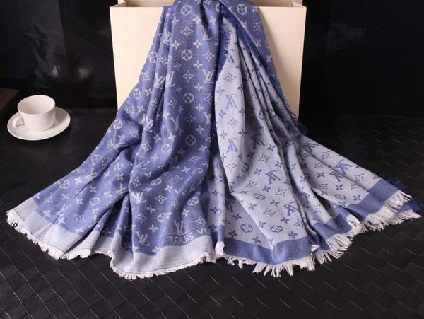 

spring autumn fashion luxurys brands scarf for women silk letter designer scarf shawl ladies scarves size 140x140cm, Blue;gray
