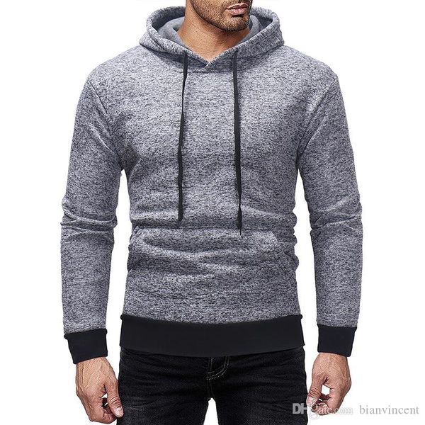 

2019 hoodie men hoody male long sleeve solid color sportswear hooded men's sweatshirt mens hoodies tracksuit sweat coat casual moleton, Black