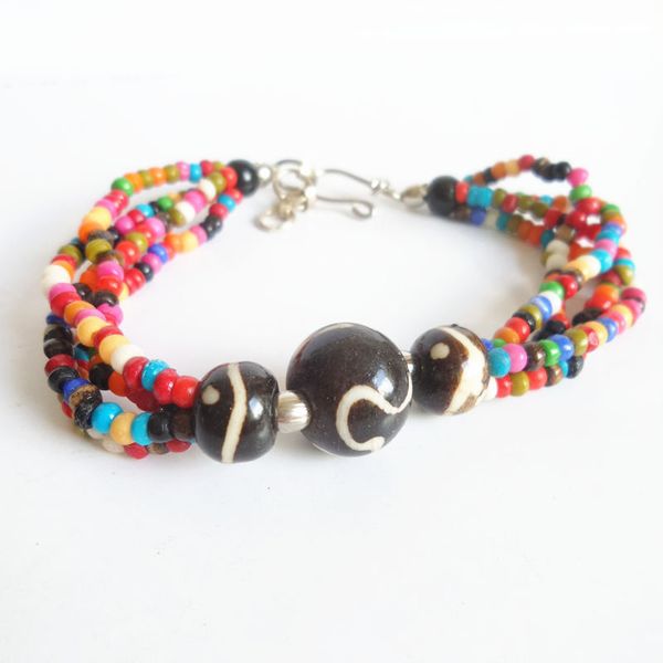 

bb-343 tibetan colorful yak bone beaded bracelets for girls, White