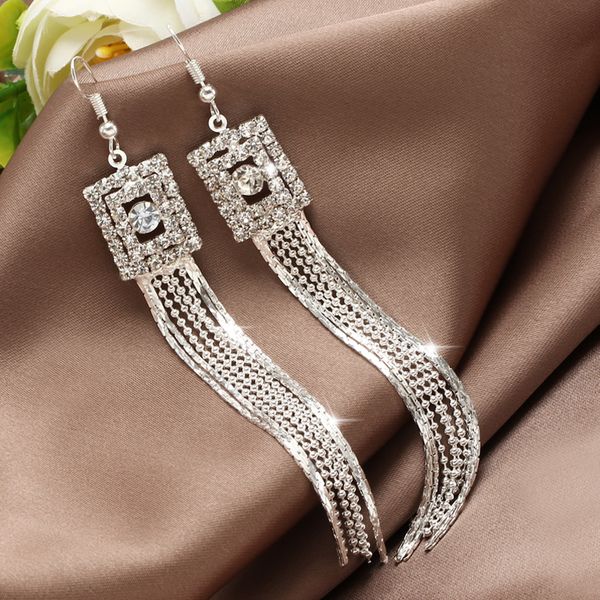 

hesiod silver color women earrings full crystal long tassel leaf star pendant earrings for wedding romantic christmas gifts