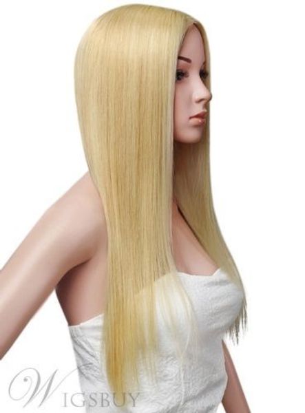 

elegant long straight blonde human hair wig 26 inches, Black