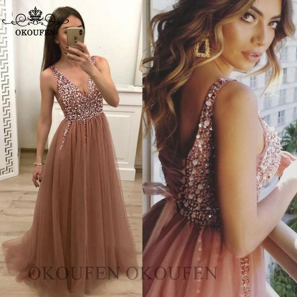 

plunging neck prom dresses sparkling crystal beads corset back tulle long evening dress pageant for women vestidos de gala, White;black