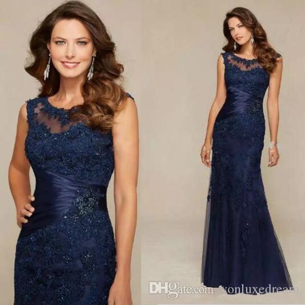 

sheer crew neck elegant mother of the bride dresses new arrival navy blue lace long mermaid evening dress evening party gowns, Black;red