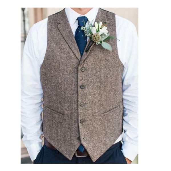 

new brown groom vests 2019 slim fit notch lapel single breasted men's suit vest vintage wedding waistcoat slim fit prom vest, Black