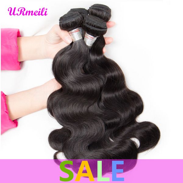 

brazilian body wave hair bundles 100% human hair weave natural color urmeili human hair weave bundles 8-32 inch can buy 3/4pcs, Black