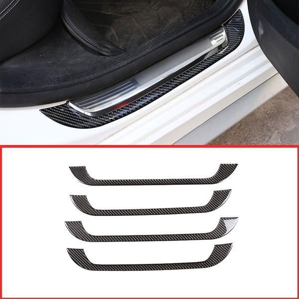 Real Carbon Fiber For C Class W205 C180 2016 2019car Outside Door Sill Protector Plate Cover 3d Sticker Car Interior Hanging Car Interior Ideas From