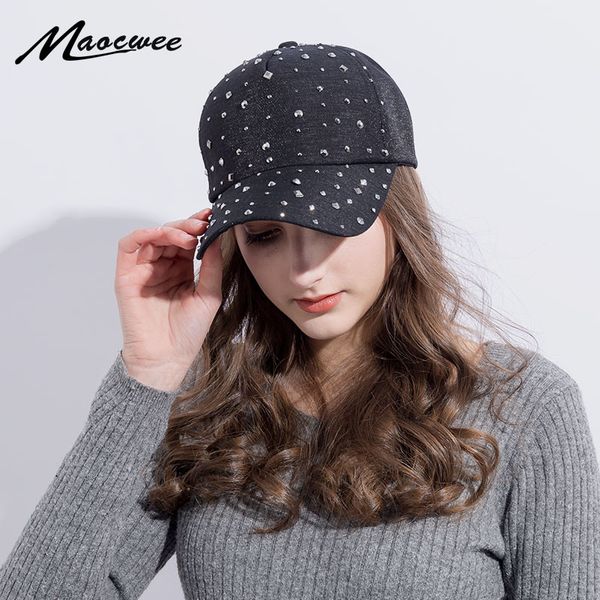 

diamond rhinestone baseball cap women summer girl with snapback hat casual sun design cap pearl gorras mujer vogue bones, Blue;gray
