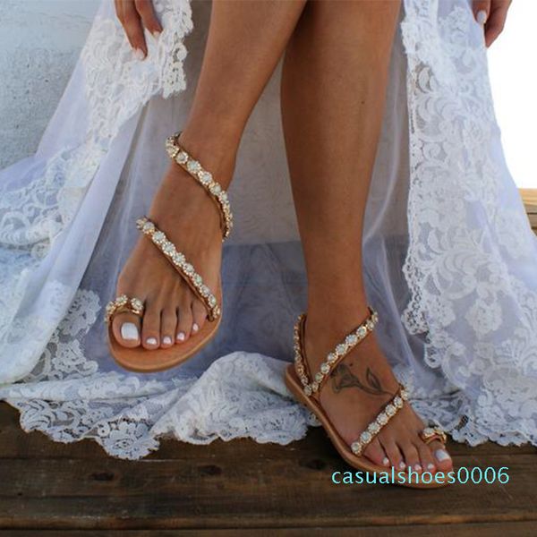 

flat women gladiator sandals crystal summer beach shoes casual slides flip flop ladies wedding sandales femme 2020 c06, Black