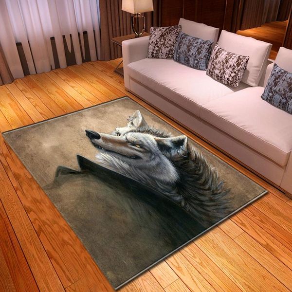 

3d wolf bedside rug children play bedroom mat flannel home decor dining room area rug large living room carpet for parlor