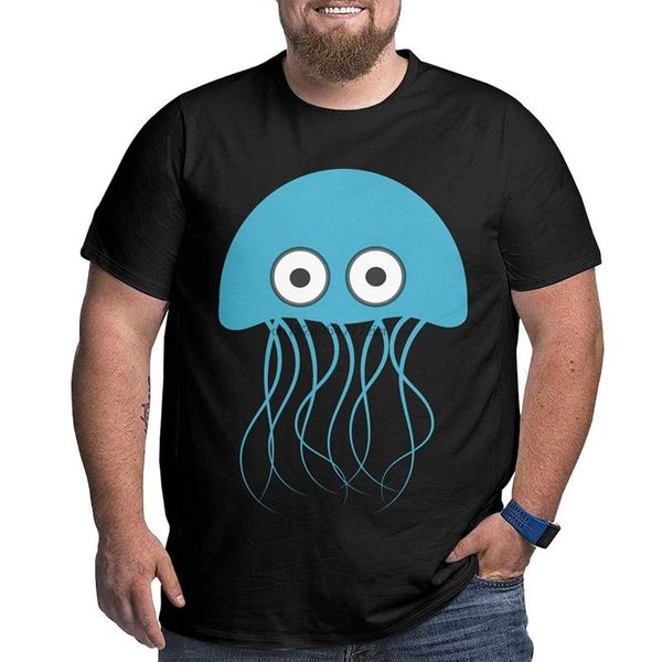 

синий мультфильм медузы мужские большие высокие классические футболки большая талия печати платье топы, White;black
