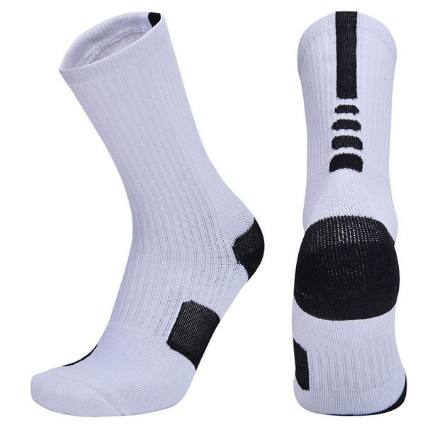 

men women outdoor sport basketball color block breathable middle tube long socks, Black