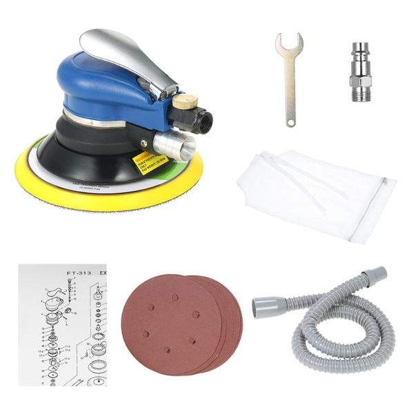 

new 6" 10000rpm pneumatic random orbital sander air powered orbit polisher dual action polishing grinding sanding waxing tools