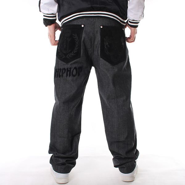 

c239 european and american hip-hop casual clothing flocking loose skateboard long pants plus fertilizer plus oversized jeans, Blue