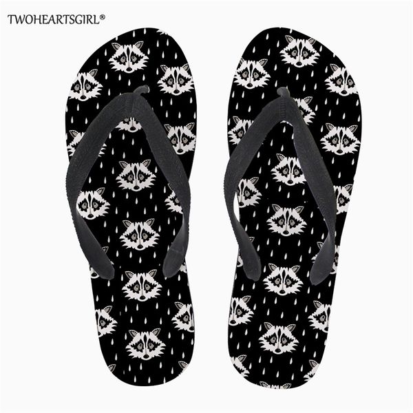 

twoheartsgirl raccoon men's summer flip-flops slippers beach sandals indoor casual shoes man platform slippers zapatos hombre, Black