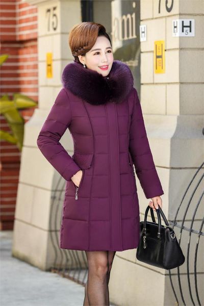 

2019 new winter down jacket fashion big fur collar thick cotton coat, Black