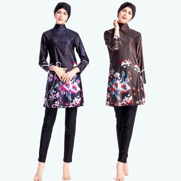 

swim wear 2021 woman swimsuit burkini hijab printed swimwear girl muslim middle eastern islamic three piece modest bathing suit