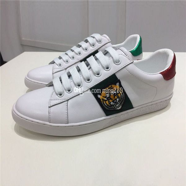 

new designer shoes ace embroidered white tiger bee snake shoes genuine leather designer sneaker mens women casual shoes size 36-45, Black