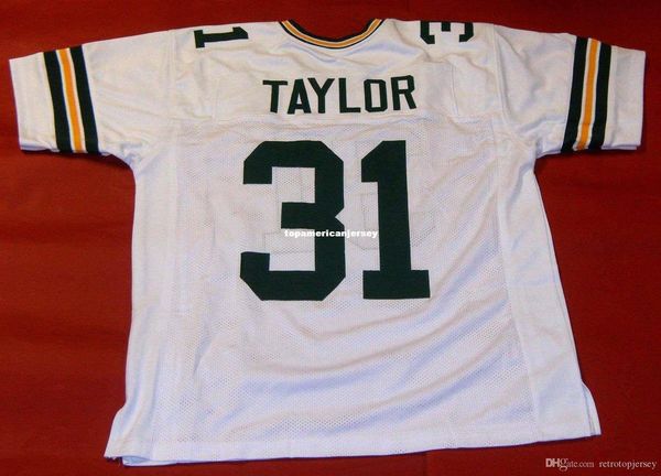 

retro #31 jim taylor custom green mitchell & ness jersey mens stitching s-5xl,6xl football jerseys running, Gray