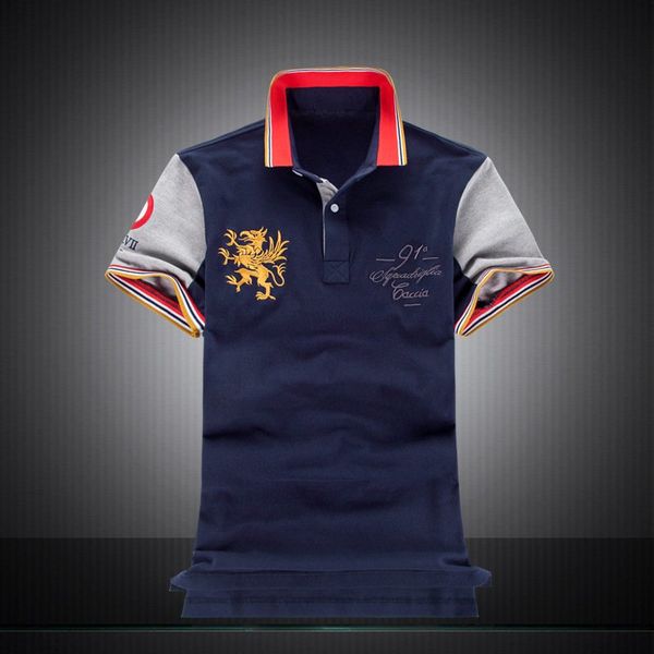 

poloshirt men short sleeve t brand design mens cotton double buckle horse embroidered lapel mens t shirt, White;black