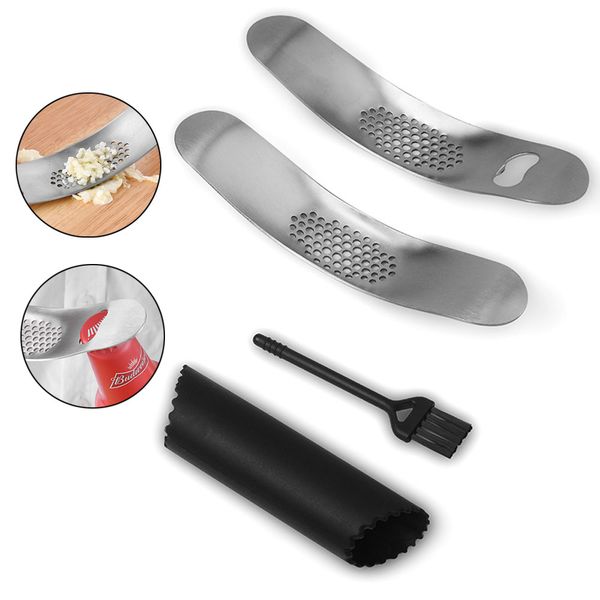 

1pcs garlic presses stainless steel manual garlic mincer chopping kitchen gadgets garlic tools curve fruit vegetable tools