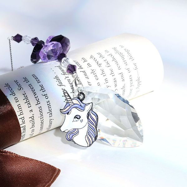 

h&d purple crystal suncatcher collectible window decor rainbow maker hanging pendant with horse ornament creative gift for kids
