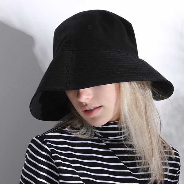 

wide brim bucket hat female summer net red autumn japanese-style korean-style macrocephaly sun hat sun-protection covering her face-style, Blue;gray