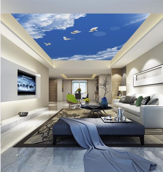 

beautiful blue sky white dove ceiling mural living room bedroom ceiling background wall mural wallpaper