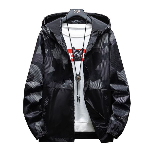 

spring/summer 2020 new fashion hooded windbreaker, camouflage men's jacket light windbreaker jacket large men's m-7xl, Black;brown