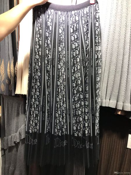 

brand designer women maxi skirt 2020 summer new fashion high elastic waist gauze party long skirts, Black