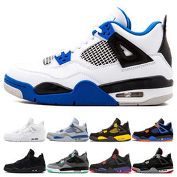 

4 4s basketball shoes mens motosports blue black cat pure money thunder raptor military blue bred trainer mens trainers sneakers sport shoes