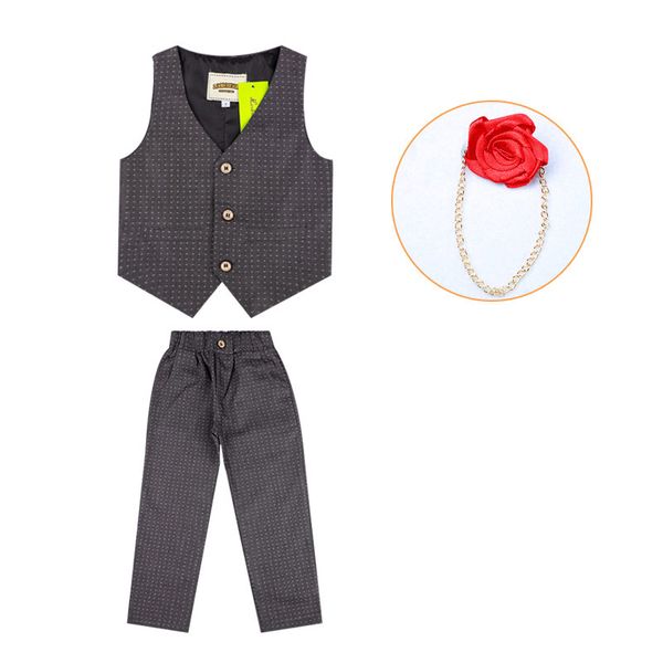 

kids formal party suit children clothing set school uniform dress for boys wedding suit gentleman kids vest pants 2pcs, White