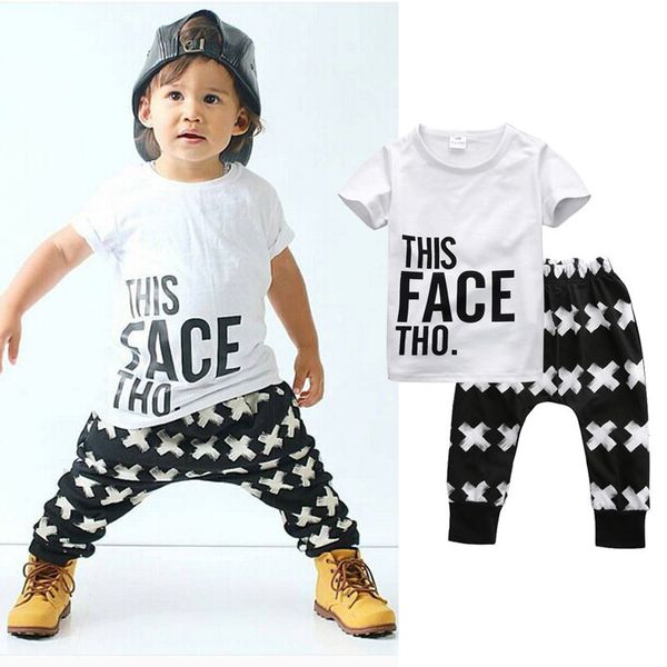 

harem letter white cotton pants 2pcs set boys 0-5y 2pcs clothes set summer baby boy clothing toddler casual t-shirt