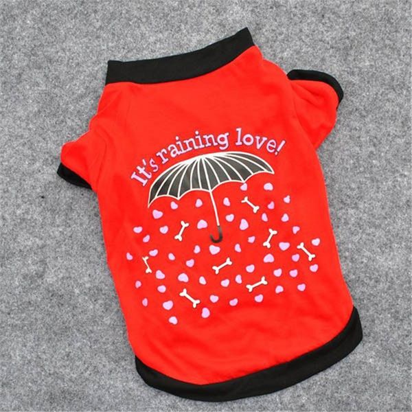 

summer casual pet dog short sleeve red black dot striped umbrella cute little dog vest t-shirt