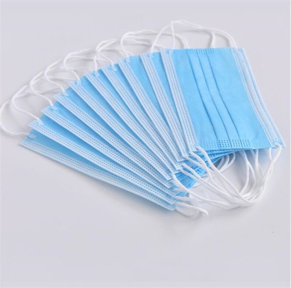 

dhl ship 2020 winter face mask in stock100 1pcs box facedust 3 ply ear loop mouth facefor & w elastic blue c3pd
