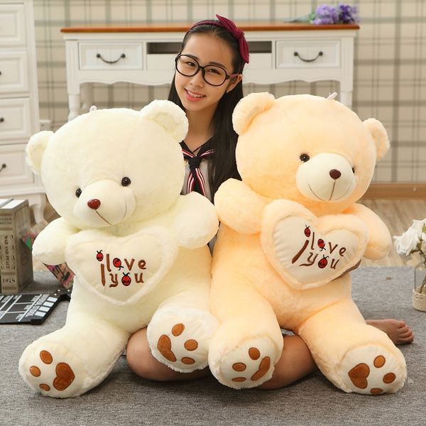 

1pc big i love you teddy bear large stuffed plush toy holding love heart soft gift for valentine day birthday girls' gift toys