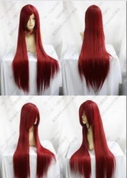 Peruca nova longa e longa parque de cosplay vermelho peruca de cabelo 80cm