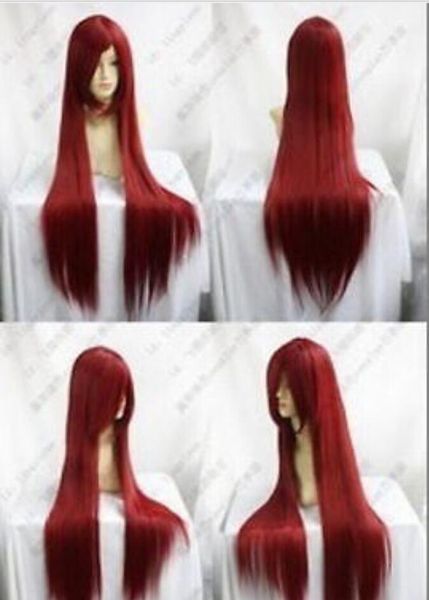 

wig new long dark red cosplay party straight hair wig 80cm, Black;brown