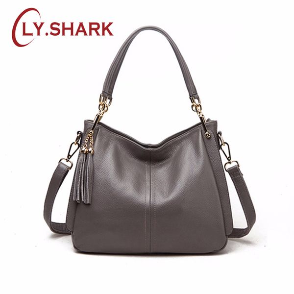 

ly.shark 2018 ladies fashion new first layer shoulder bag tassel simple wild leather shoulder bag handbag leather handbag