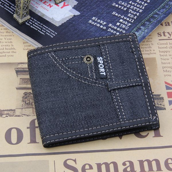 

2019new retro man canvas wallets male purse fashion card holders small zipper wallet new designed denim pockets purse for male nzc-003, Red;black